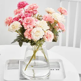 Flores decorativas peônia artificial de alta qualidade rosa rosa outono falso decoração de casamento em casa buquê de seda faça você mesmo artesanato acessórios