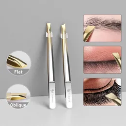 Tools 1pc Stainless Steel Flat/Slant Tip Multifunction Tweezer Eyebrow Tweezer Face Hair Removal Make Up Tools False Eyelashes Tweezer