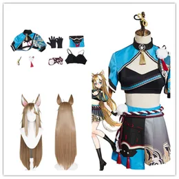 Anime Costumes Genshin Impact Gorou Cosplay Come Ms Hina Kimono Dress Outfits Halloween Carnival Party Suit for Women Girls Z0602