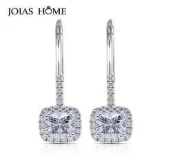 Dangle Chandelier JoiasHome 925 Sterling Silver Earrings Korean Version Of Crystal Clear Fourclaw Square Diamond Ring Set Femal9942361
