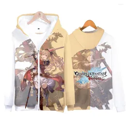 Felpe con cappuccio da uomo Granblue Fantasy Game Zipper Felpa manica lunga donna uomo felpa con cappuccio Harajuku Streetwear 2023 abiti stile Casual