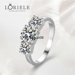 Bandringar Loriele White Gold 4/2CT Moissanite Ring for Women Sparkling Lab Grown Diamond Wedding Band S925 Solid Silver Jewelry Wholesale J230602