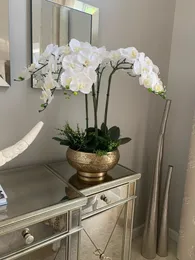 Decorações de jardim 1 conjunto arranjo de orquídeas de alta qualidade látex silicone toque real tamanho grande mesa de luxo flor casa decoração sem vaso 230601