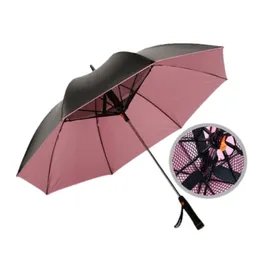Creative Summer Umbrella with Fan Long Handle Sunny Rainy UV-proof Umbrella for Men Women Parasol Outdoor Beach