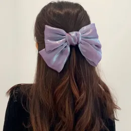 Sirena Tinta unita Grande grande nastro di raso Primavera Fiocco Forcine Barrettes Per le donne Ragazza Matrimonio Nastro lungo Clip di capelli coreana Accessori per capelli