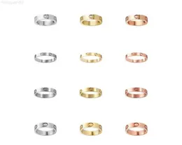 titanium steel Love Wedding Ring gold plated silver Rings with diamond with dust bag7608757