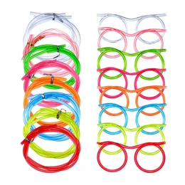 Funny Soft Glasses Straw Unique Flexible Drinking Tube Kids Party Accessories Crazy Diy Straws for Birthday Party Supplies
