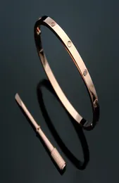 50off 4mm thin silver bracelets Bangles For Women Men Titanium Steel Gold Screwdriver Bracelets lovers Bracelet no box 1619cm7618153