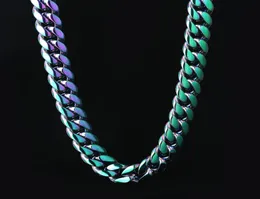 Rainbow Miami Cuban Link Chain hiphop stainless steel cuban chain jewelry hip hop cuban link chain necklace 09275982420