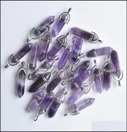 Charms Jewelry Findings Components Natural Stone Amethyst Hexagonal Healing Reiki Point Pendants For Making Diy Necklace Earring7282723