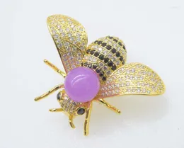 Body Jewelry Jade Round 10mm Brooch/pink /purple Green / Yellow Bee Brooch FPPJ Wholesale Beads Nature Unique