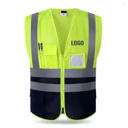 Motorcycle Apparel Automobile Reflective Safety Vest Yellow High Visibility Night Warning Coat For Traffic Car Summer Mesh