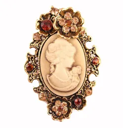 Fashion Antique Gold Silver Vintage Brooch Pins Female Jewelry Queen Cameo Brooches Rhinestone For Women Christmas Gifts6026633