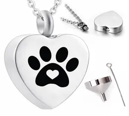 Whole heartshaped dog paw print ashes urn souvenir pendant necklace to commemorate pet funeral3478656