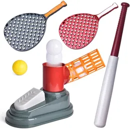 테니스 및 야구 2 in 1 피칭 기계 장난감, 자동 투수 플레이 세트, 어린이를위한 훈련 장난감, 야외 스포츠 게임, 소년을위한 선물