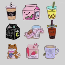 Brooches High Quality Fashion Coffee Drink Milk Tea Enamel Pin Cute Mug Bottle Brooch Women's Lapel Badge Funny Jewelry Gift