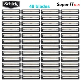 Shavers 48 Blades Original Genuine Schick Super II PLUS Face Razor Blades Double lubrication Vitamin B5 Lubricating Shaver Replacement