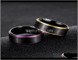 Rainbow Gold Side Brush Black Stainless Steel Wedding Fashion Jewelry For Women Men Gift Tjn8W Gi20T3119876