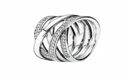 Sparkling Polished Lines Ring Women Mens 925 Sterling Silver designer Jewelry Original box for pandora rings set5187827