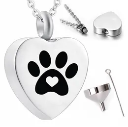 Whole heartshaped dog paw print ashes urn souvenir pendant necklace to commemorate pet funeral2514651