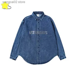 Erkek ceket denim ceket erkekler kadın yüksek kaliteli düğmeler dış giyim mektubu gündelik yıkanmış büyük boy vtm bluz t230602