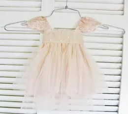 Rue Del Sol Blush Flower Girl Dress French Lace and Silk Tulle Dress for Baby Bird Brush Princess Dress Blush Tutu1757558