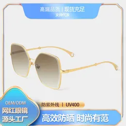 Sunglasses New Korean version Xiaoxiangjia for women with a high-end feel UV resistant red and the same large slimming sunglasses