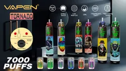 vapes descartáveis VAPEN TORNADO 7000 Puffs Cigarros Eletrônicos 15ml Capacidade 850mah Bateria 7K Interruptor de Fluxo de Ar Luz Led separação óleo-núcleo