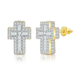 Stud Europe And America Fashion Trendy Studs Gold Plated Fl Cz Stone Cross Earrings Jewelry Nice Gift For Friends Drop Delivery Dhr08