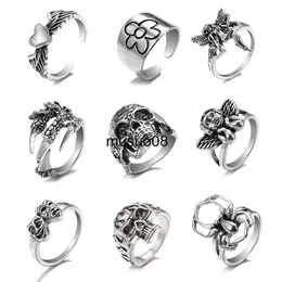 Anéis de banda Ins góticos Punk Heart Frog Skull Rings para homens homens Vintage Gothic Spider Angel Ring Casal Jewelry Gift J230602