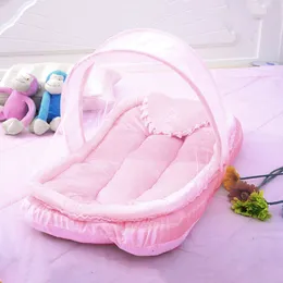 Bed Rails Portable Baby Crib Folding Mosquito Net Cushion Madrass Summer Spädbarn 230601