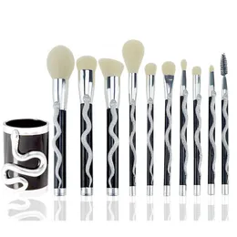 Borstar 7/10pc Snake Form Makeup Borstar Set Foundation Powder Eyeshadow Contour Concealer Blush Comestic Brush Kit Beauty Tool 10