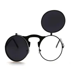 Flip Up Steampunk Sunglasses Men Round Vintage Mens Sunglass Fashion Glasses hip hop sunglass7802125
