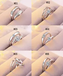 12 styles Luxury Sterling silver wedding rings women and men s engagement CZ gemstone Open Rings For couple Promise Fashion Jewelr1267622