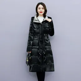 Vrouwen Trenchcoats Mode Lange Dikke Jas Vrouwen Overjas 2023 Winter Down Katoen Vrouwelijke Uitloper Koreaanse Slanke Hooded Warm parka Jas