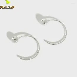 Orecchini a bottone in argento sterling 925 semicerchio per donna studentessa coreana gioielli fatti a mano risguardo