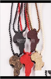 Pendant Necklaces Wooden Map Of Africa Wood Beads Beaded Chains For Women Men Hip Hop Jewelry Gift Gm6Dv Gatef9933537