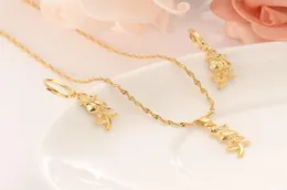 18 k Fine Gold GF rose flower Europe women Jewelry Sets jewelry Gift Dubai pendant earrings diy charms Cabbage get rich5069389