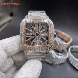 Relógio masculino com movimento de quartzo de diamantes esqueleto