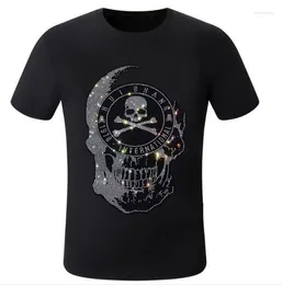 Men's T Shirts S-6XL Skulls Drill Fashion Anime T-Shirt Casual Men Rhinestone Design Fabric Soft Comfortable Top Tees