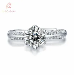 Band Rings IsRabbit 18K Gold Plated Round 0.5CT-5CT 5MM-11MM D Moissanite Anniversary Ring 925 Sterling Silver Luxury Jewelry Drop Shipping J230602