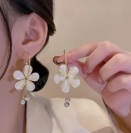 Korean Shiny Crystal Flower Dangle Earring For Women Fashion Rhinestone Tassel Earrings Wedding Party Temperament Jewelry Gifts8650906