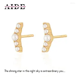 Stud Earrings AIDE S925 Sterling Silver Vintage Pearl Zircon For Women Delicate Piercing Earring Jewelry Gifts Brincos Aretes