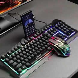 Combos T21 Gaming Keyboard Mouse Set Wired Mechanical keyboard With LED USB Gaming Mouse Backlight Waterproof keyboard For PC Laptop
