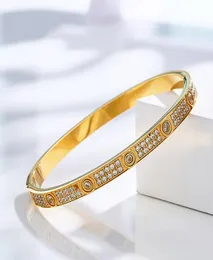 2022 Classic Carter Luxury Jewelry For Women Favor Easy Lock Bangle Rose Yellow Gold Full Diamond Love Bangle Wedding Engagement S6295330