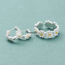 Band Rings Korean Fashion White Daisy Flowers Rings Girls Open Justerbar Ring Wedding Ring Fr Women Travel Party Jycken Födelsedagspresent J230602