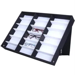 18 Grids Glasses Storage Display Case Box Eyeglass Sunglasses Optical Display Organizer Frames Tray228e