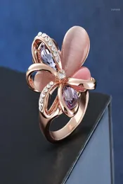 European and American Style Fashion Jewelry Large Petal Opal Ring Crystal Ring Inlaid with Multiple Zircons High Quality Jewelry13392039