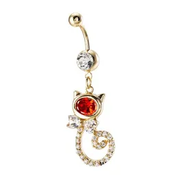 Navel Bell Button Rings Fashion Sexy Cat Crystal Personality Belly Piercing Zircon Gift Body Jewelry Drop Delivery Dhdni