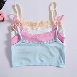 Camisoles Regatas Meninas Sutiã de Treino de Renda Meio Corpo Respirável Colete Envolto no Peito Roupa Intima Adolescente Crop Top de Algodão Macio 8-15 Anos